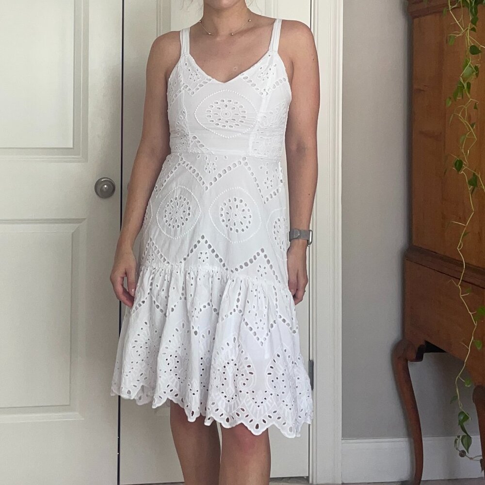 Costal Grandma White Crochet Summer Dress Sleeveless